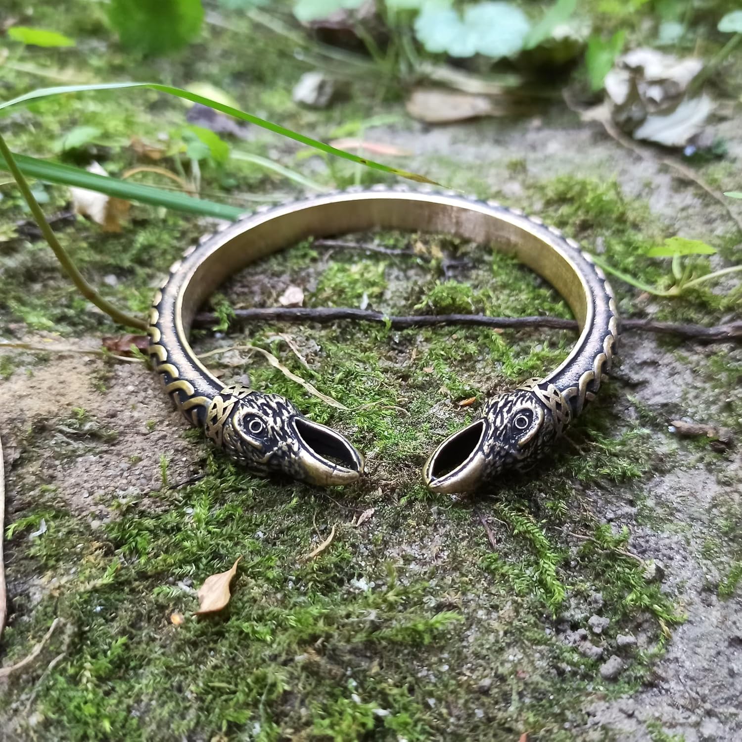 Viking raven bracelet bronze arm ring Norse Jewelry nordic torc