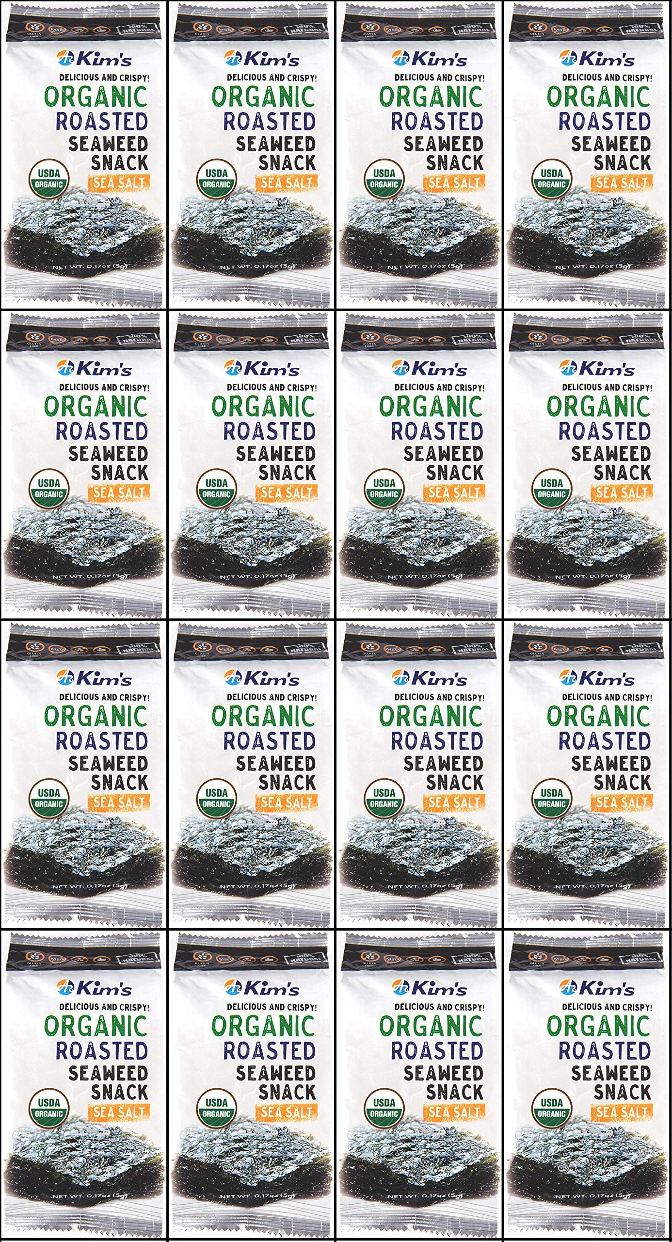 Kim's USDA Organic Seaweed (Nori) Snacks (16 pack) USA version