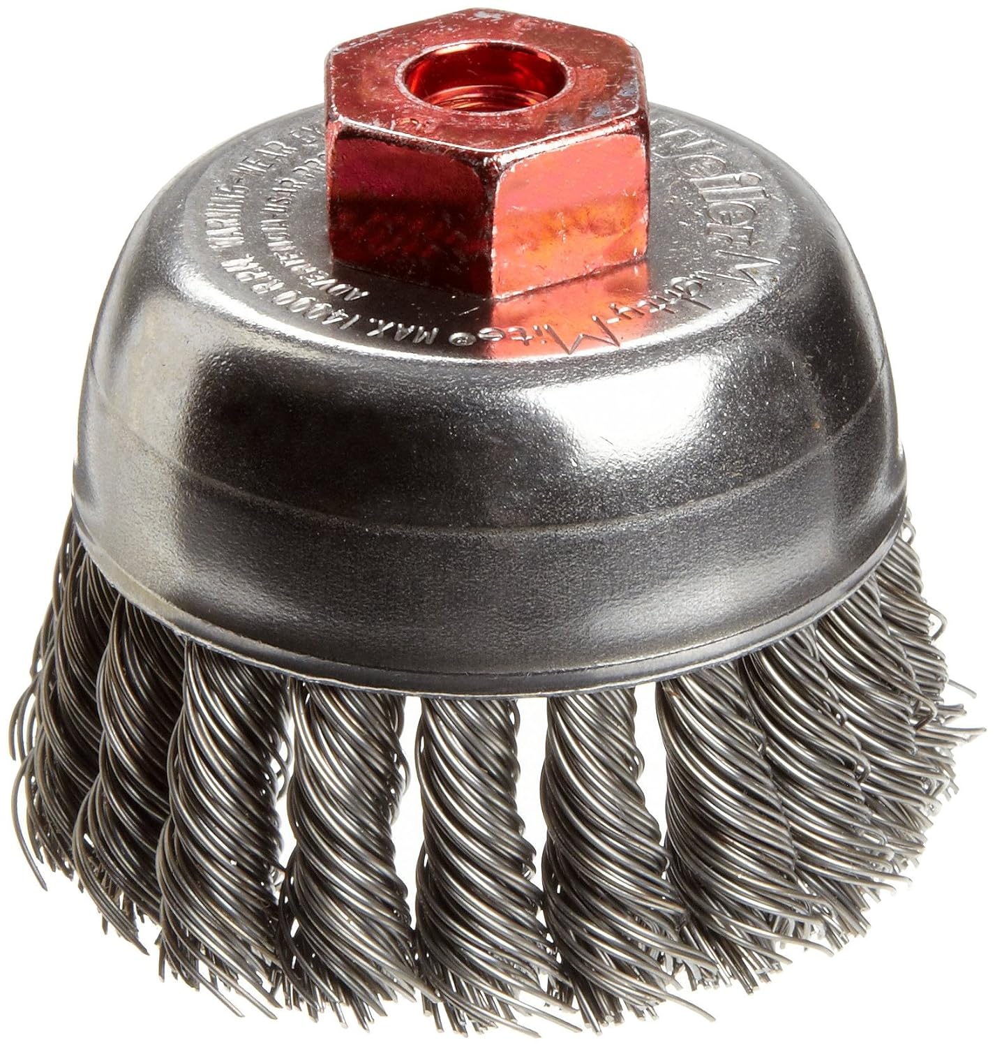 Weiler 13282 2-3/4" Single Row Knot Wire Cup Brush, .020" Steel Fill, M10 x 1.50 Nut, Made in the USA