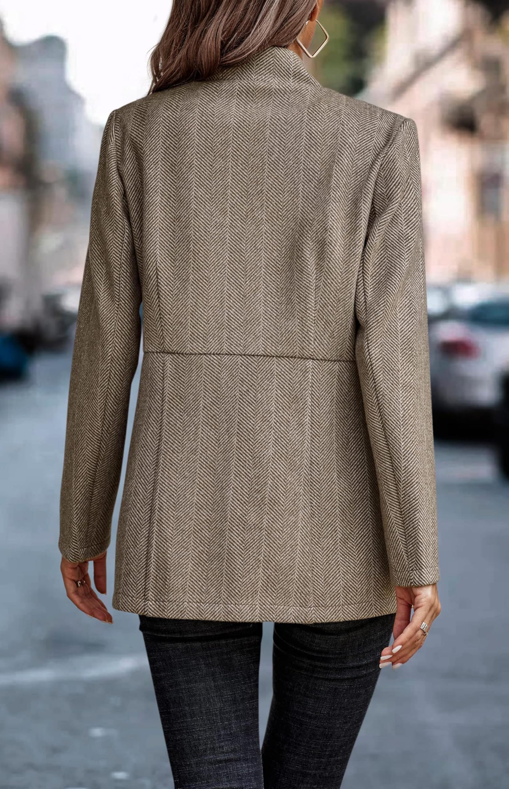 Jhsnjnr Giacche da donna aperte sul davanti casual business ufficio cardigan blazer maniche lunghe colletto stand cappotti capispalla