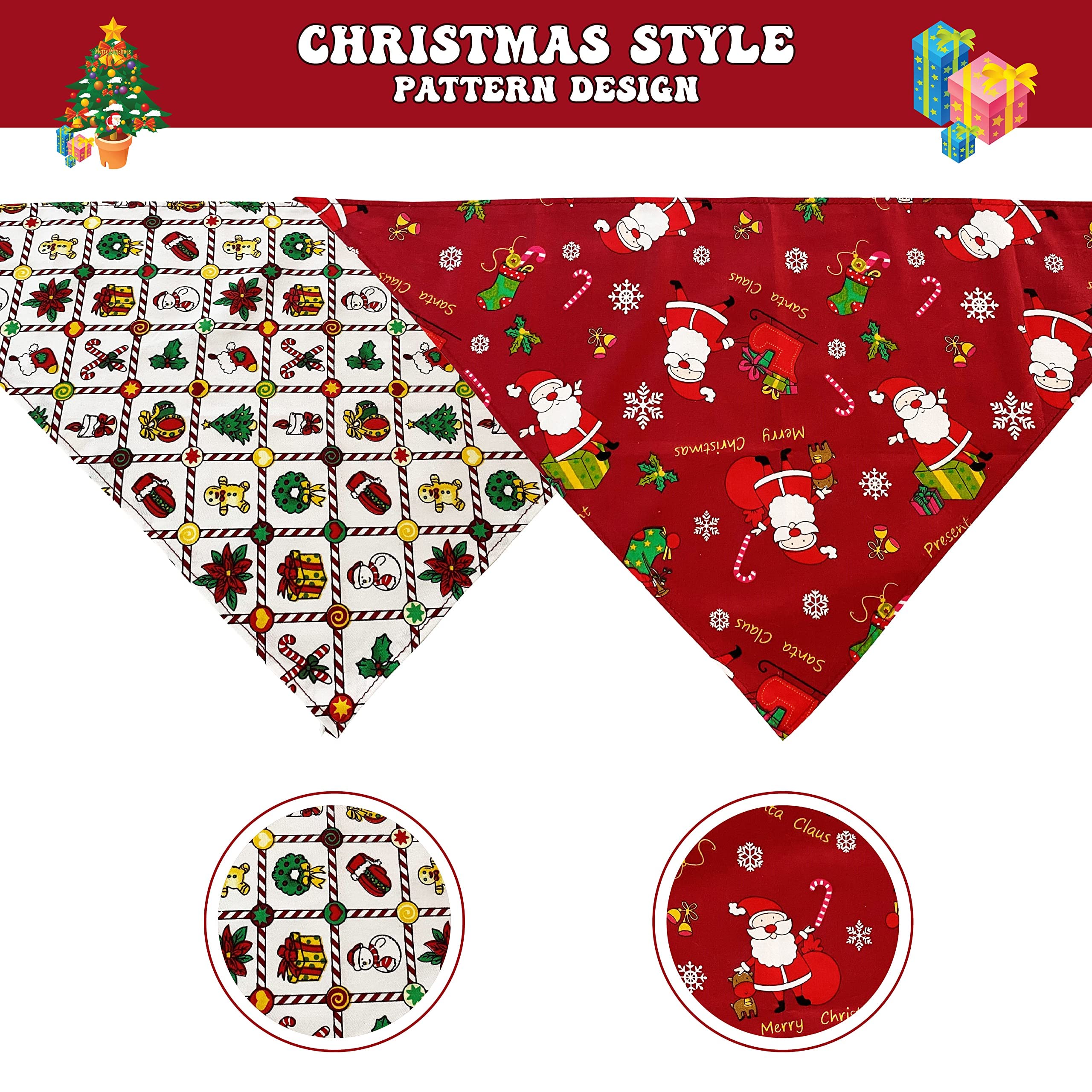 2 x Large Christmas Dog Bandanas set, Red - Image 3