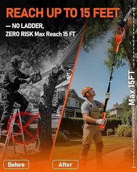VANKERY Electric Pole Saws for Tree Trimming, 8-Inch Cordless Pole Saw