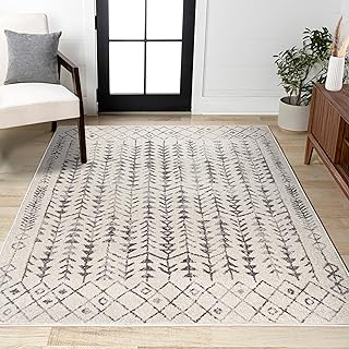 JONATHAN Y Ziri Moroccan Geometric Cream/Gray Indoor Area Rug, 8x10, Boh...
