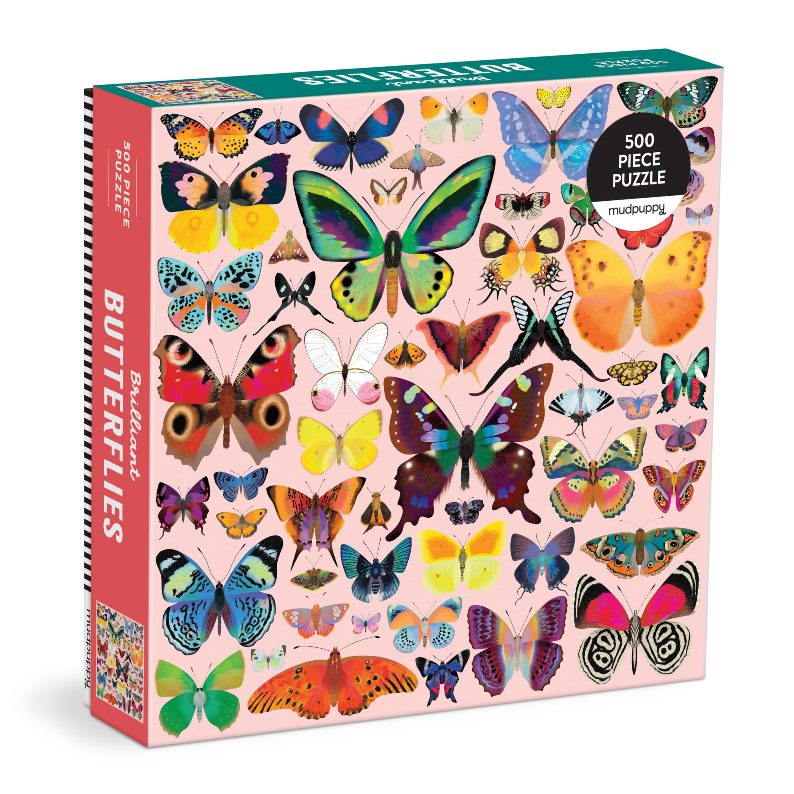 Mudpuppy Brilliant Butterflies - 500 Piece Family Jigsaw Puzzle with Colorful and Fun Illustrations of Beautiful Butterflies for Children Ages 8 and Up