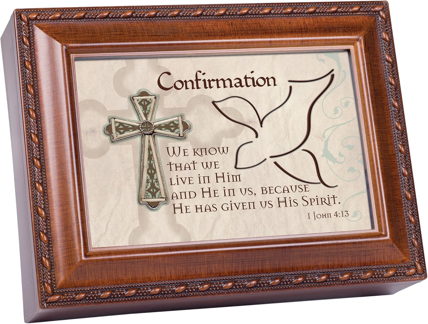 Cottage Garden Confirmation Woodgrain Inspirational Music Box Plays How Great Thou Art