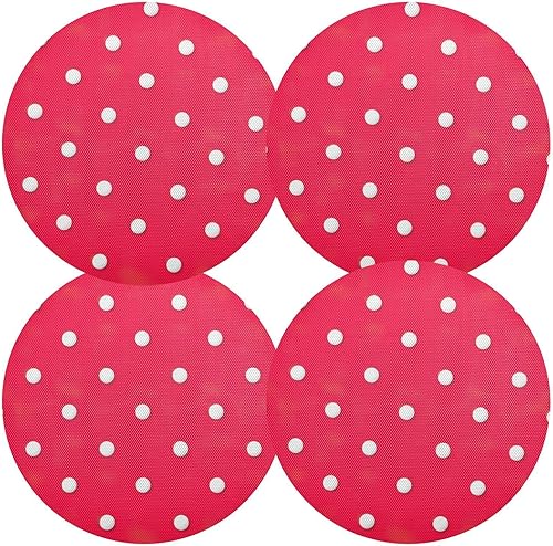 Miniatura 2 de White Polka Dot Red Dinner Table Placemats, Heat Resistant Non Slip Washable Table Placemats for Kitchen one sizex1