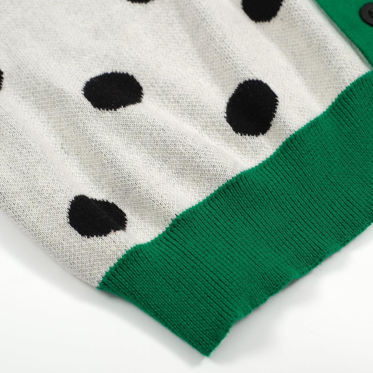 OXKNIT Knit Polo Shirts for Men, Green Dot Pattern Vintage Polo Shirt Casual Button-Down Short Sleeve Golf T Shirts - Image 4