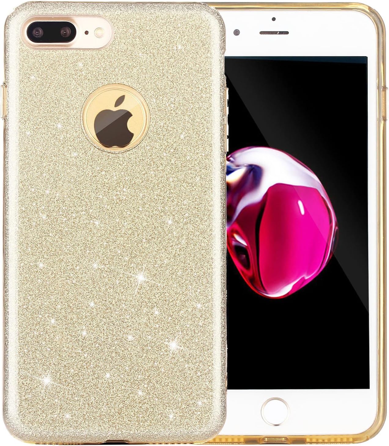 ERAGLOW iPhone 8 Plus Case, iPhone 8 Plus Back Cover Sparkle Shinning Protective Bumper Bling Glitter Case for 5.5 inches iPhone 8 Plus (Gold)