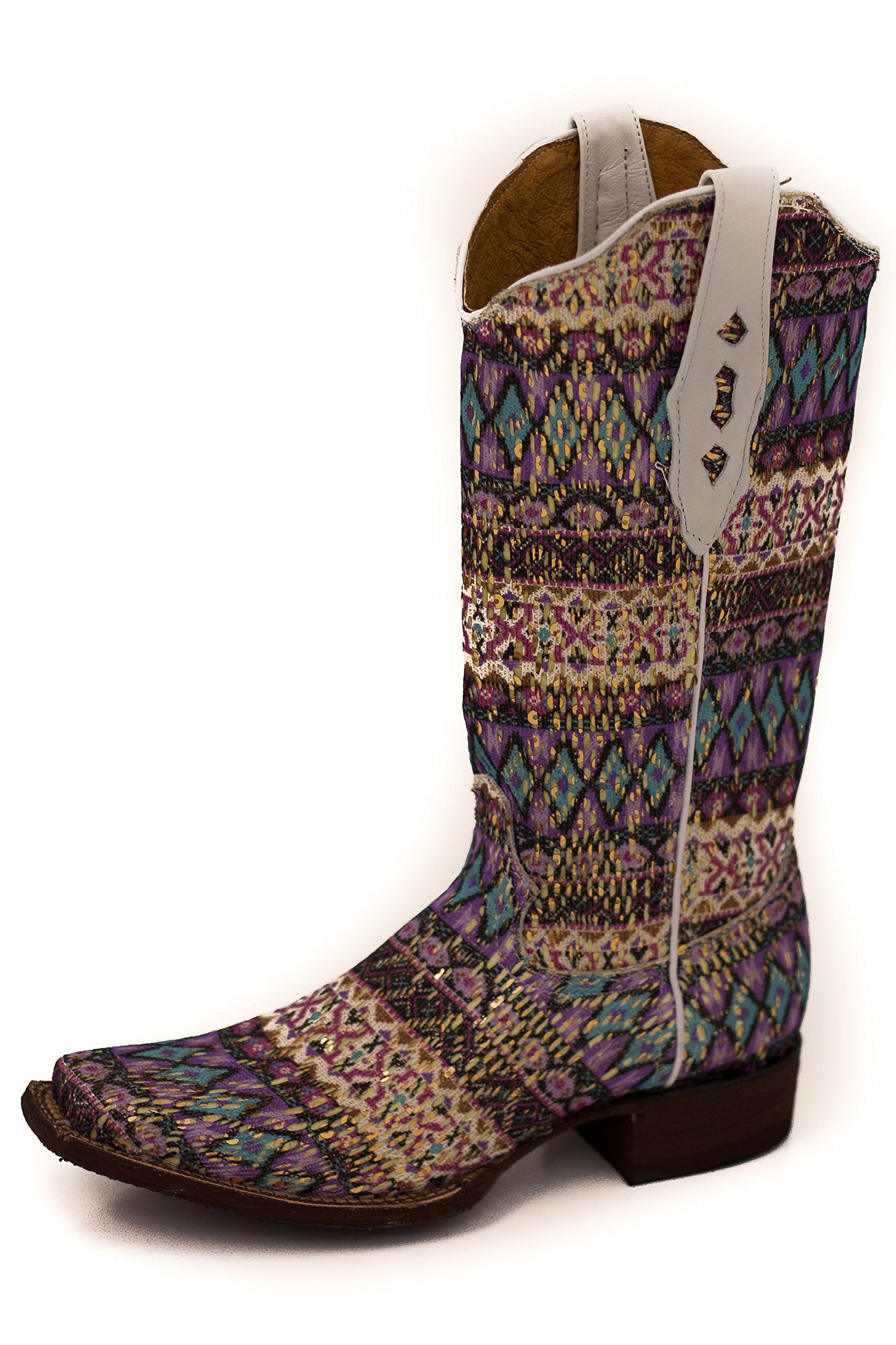 Tanner Mark TML37000 Purple Serape Square Toe Sequin Boot