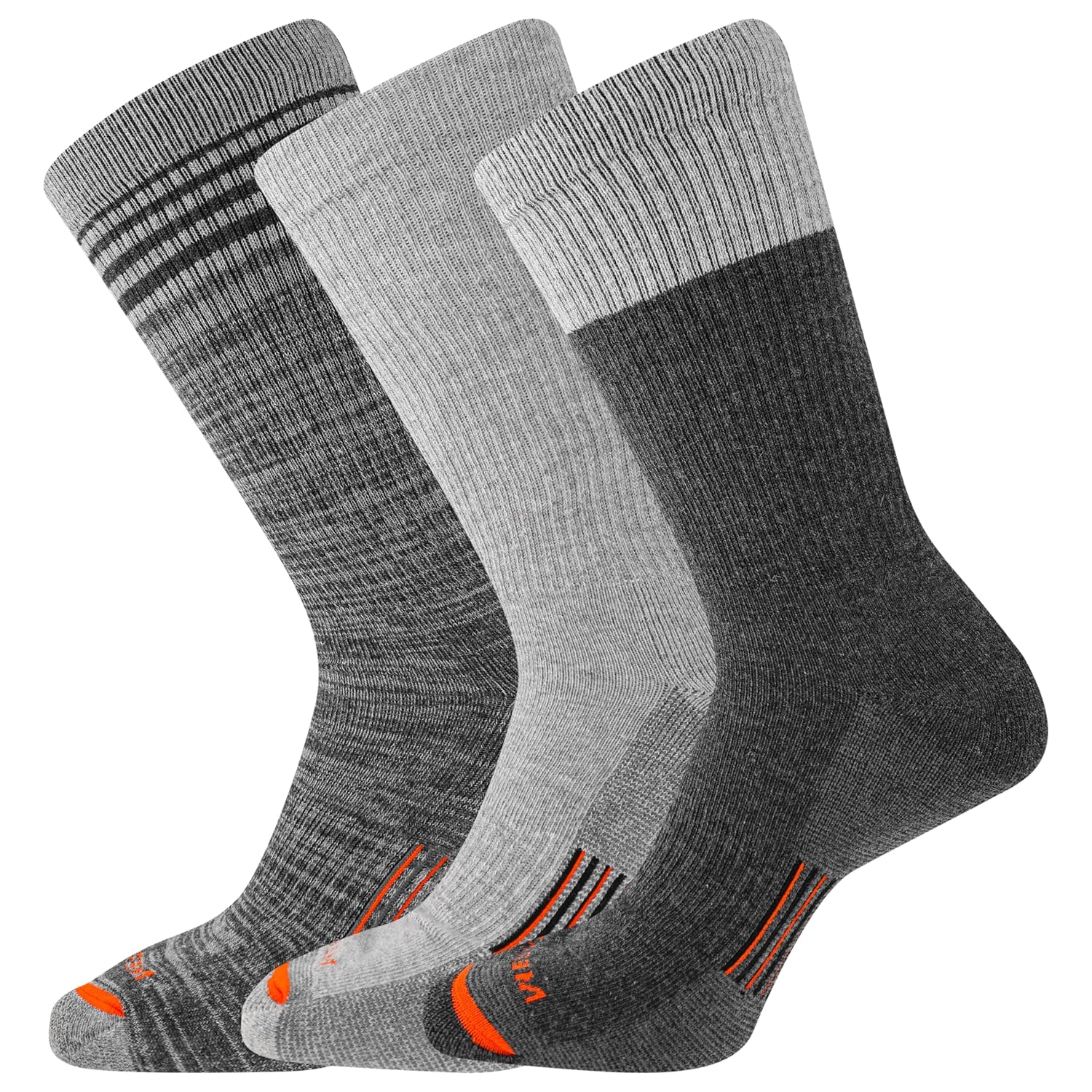 Merrell unisex-adult Mens and Womens Merino Wool Work Crew Socks - 3 Pairs - Arch Support