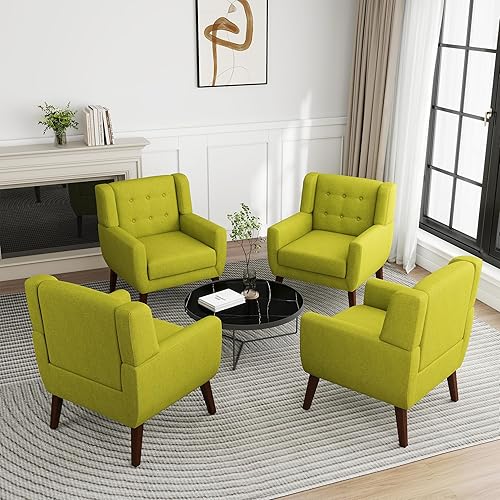 Miniatura 77 de UIXE Silla de Acento Floral, Sillón Moderno Tapizado en Tela para Sala de Estar, Cómodas Sillas de Club con Brazos Sofá Individual con Botones