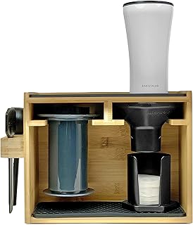 Barista Lab Premium Bamboo Caddy Rack Organizer Display And Coffee Station For Aeropress Coffee Maker Holds Filters Cups A...