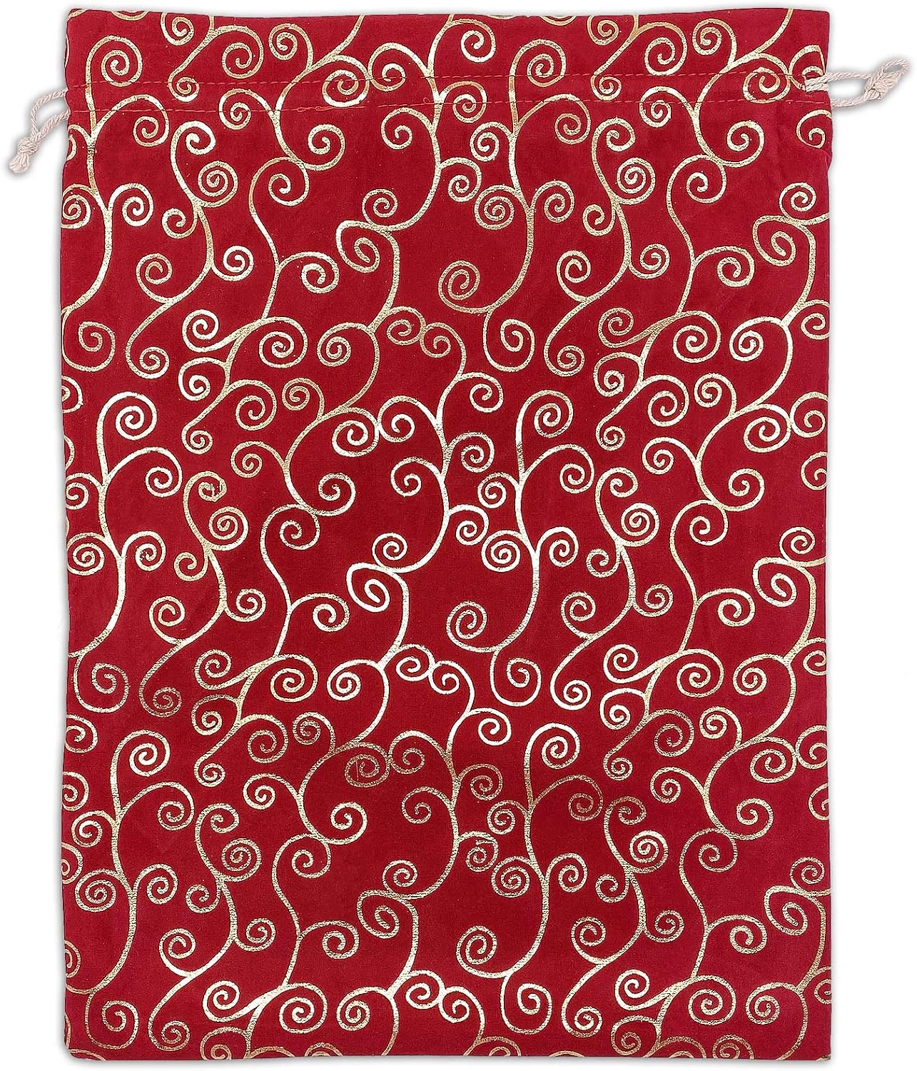 48-Pack 12x16 Red Velvet Gift Bags with Drawstring - (Gold Swirls, Extra Large) - Christmas Presents, Party Favors Pouches by TheDisplayGuys