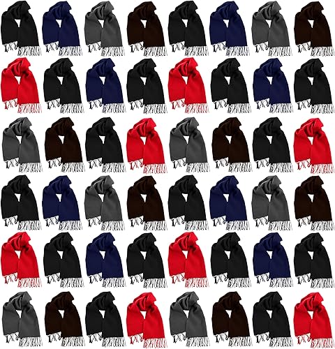 Paquete de 48 bufandas de invierno, bufanda cálida de lana de invierno a granel donación al por mayor unisex hombres mujeres