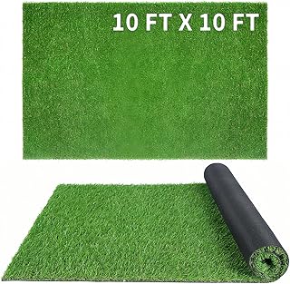 XLX TURF 10FT X 10FT Artificial Turf Grass Rug - Indoor Outdoor Low Pile Realistic Fake Grass Car...
