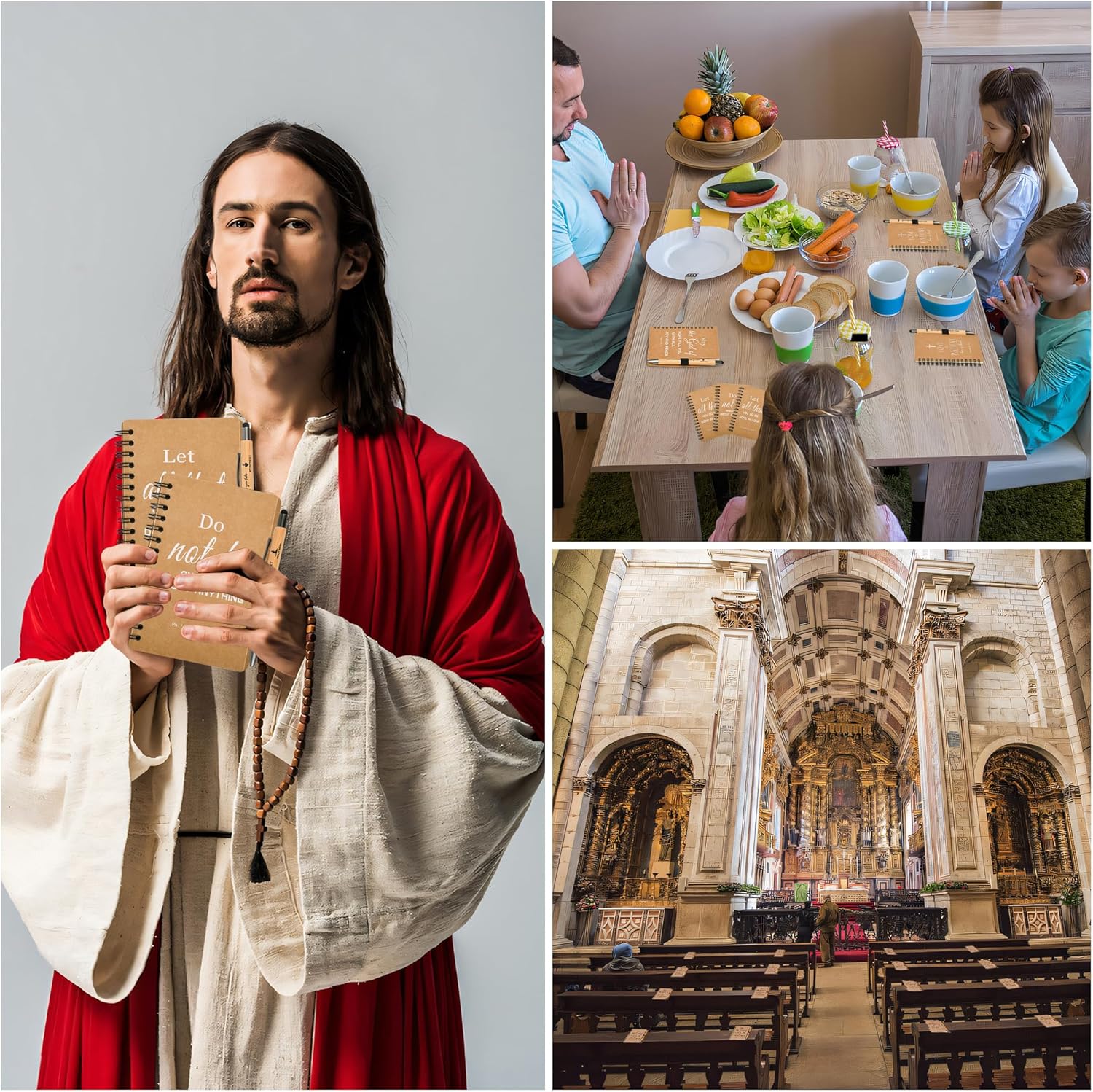 INSADA Christian Prayer Journal Spiral Notebooks Bulk with Pens - Small Lined Notepads (4.13”x5.43”) - Mothers Day Gifts for Women,Church Members & Bible Study Groups (60 sets Brown)