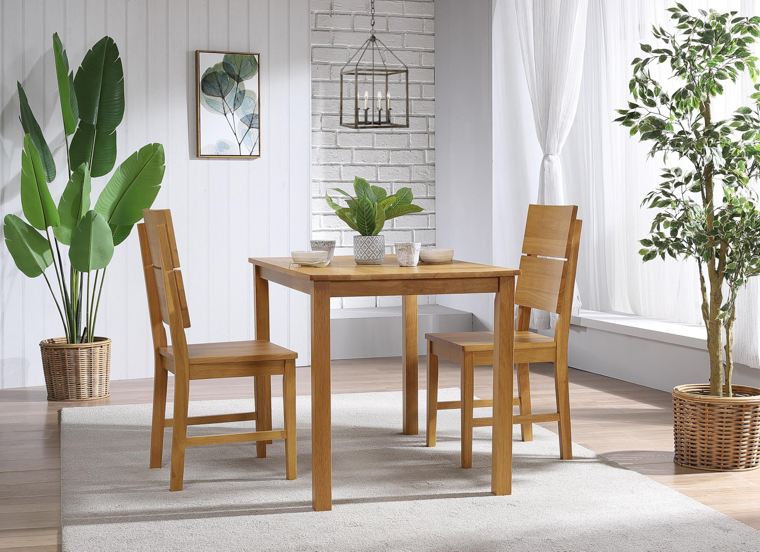 Woodroom Kota 2er Stuhl-Set – Massivholz Hevea, Eiche lackiert & pflegeleicht, Moderne Küchen- & Esszimmerstühle im schlichten Design