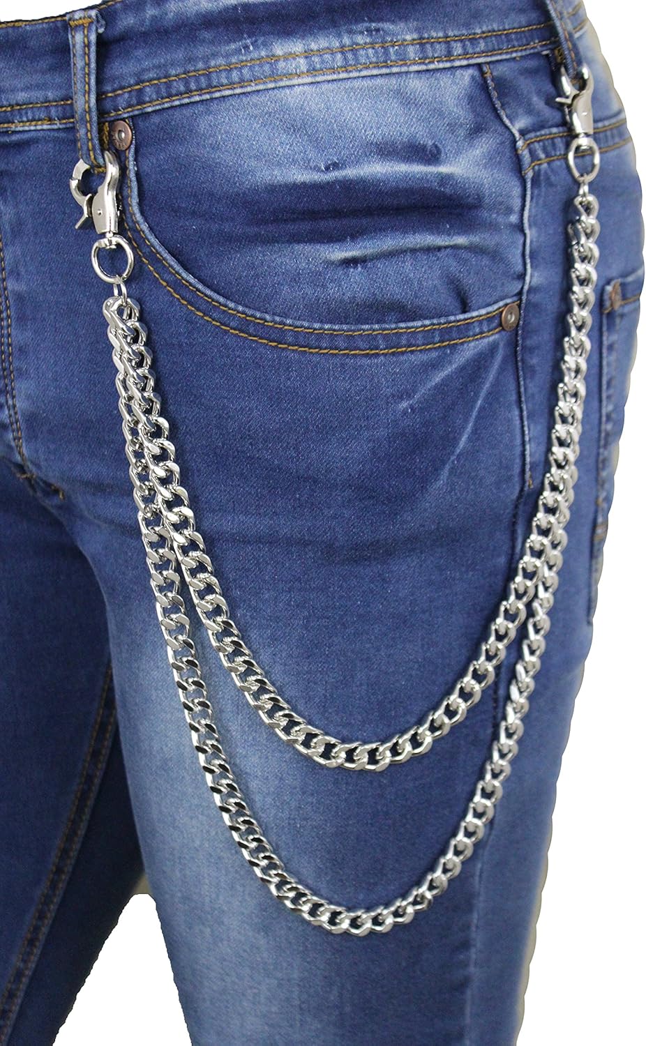 Men Wallet Chain Biker Fashion Chunky Motorcycle Links Money Ring Clasp Strand Silver Color
