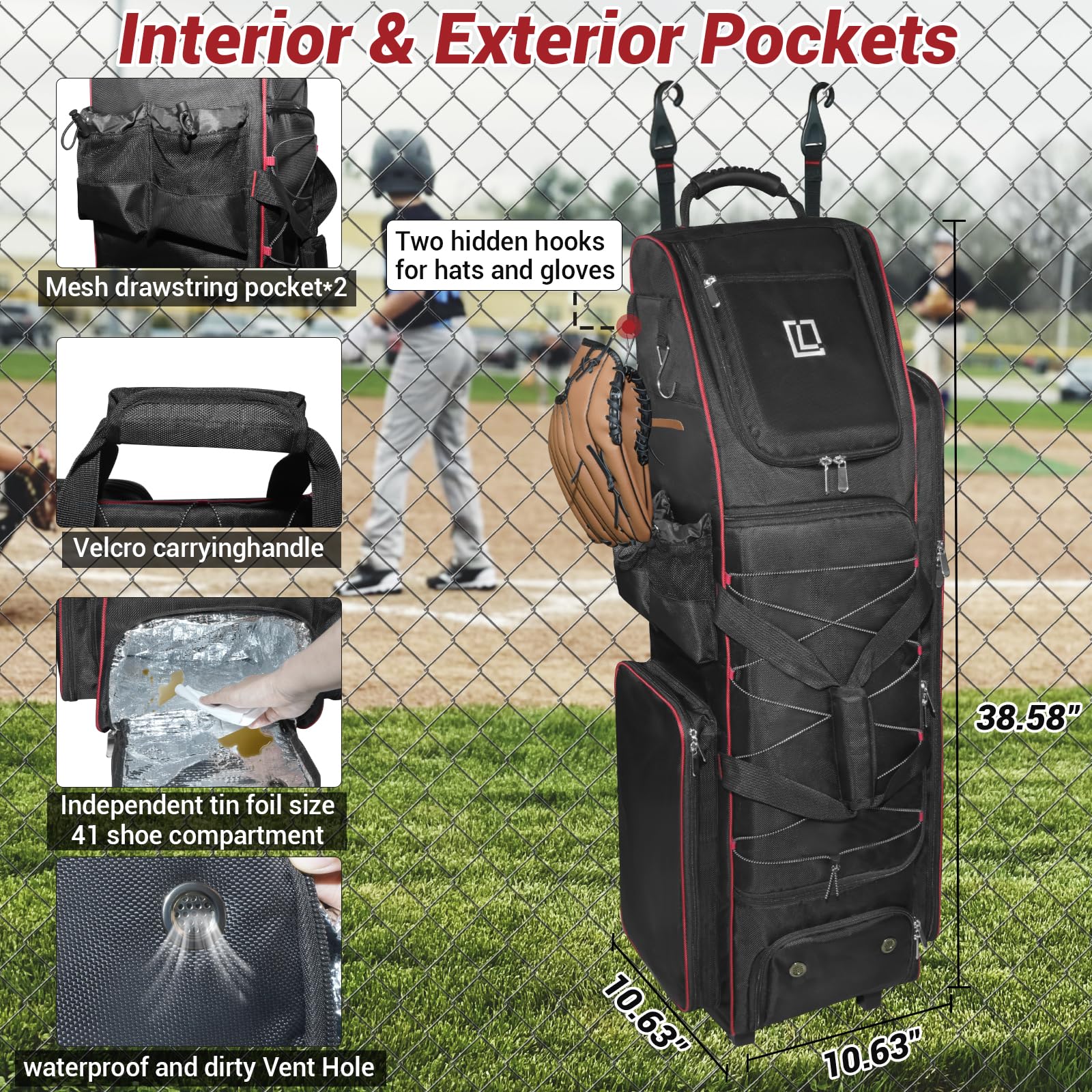 Amazon.co.jp: LIWSHWZ ローリングベースボールバッグ 容量71L