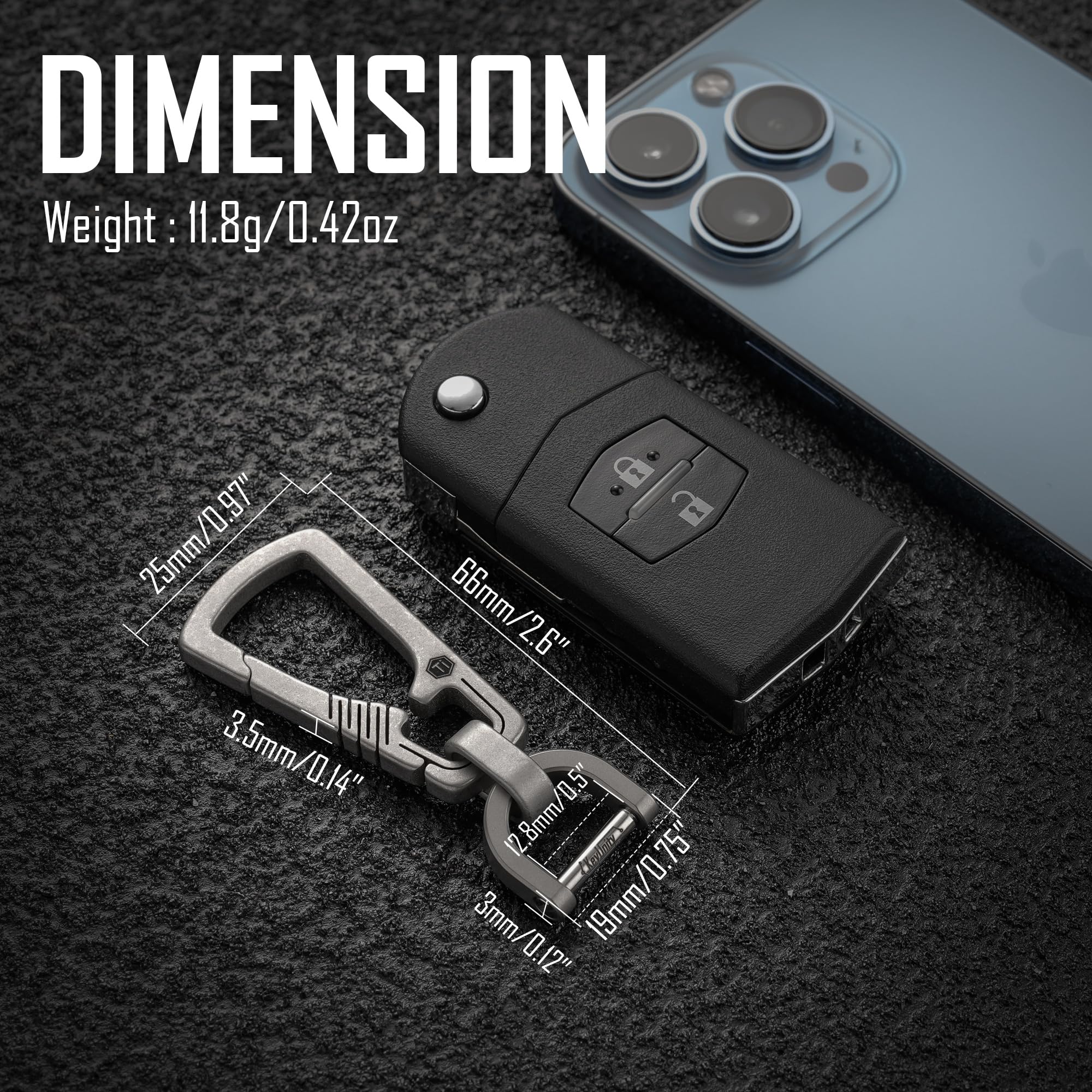 KeyUnity EDC Titanium D-Ring EDC Brelok do kluczy z karabińczykiem Quick Release dla mężczyzn
