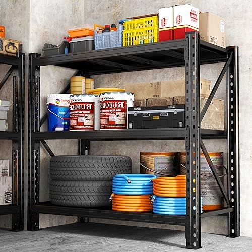 Miniatura 15 de Estantería de metal resistente para garaje, estantes de almacenamiento ajustables de 5 niveles, 3000 libras para garaje y sótano, cocina y despensa,