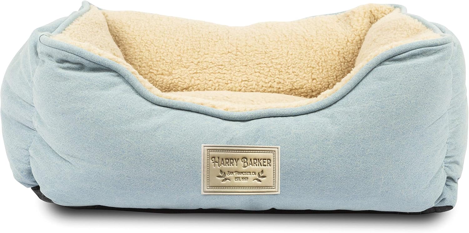 Harry Barker Blue Chambray Cozy Sherpa Bed Small