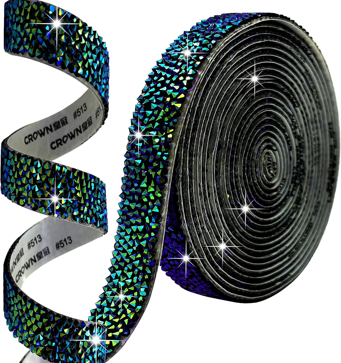 Amazon.com: Nubarssy Self Adhesive Black AB Resin Rhinestone Ribbon ...