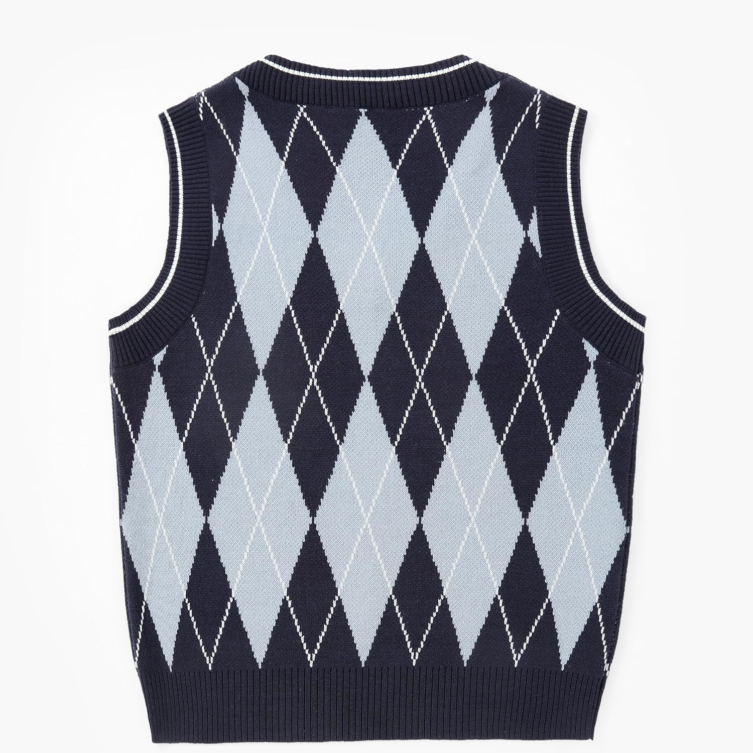 Boys Argyle Sweater Vest V-Neck Uniform Sleeveless Vest Kids Over Size Casual Knit Sweaters for Children 5-14Y - Image 3