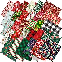 Vista 8 de Shimeyao Paquete de 60 piezas de tela de acolchado de Navidad de 10 x 10 pulgadas, diseño de rayas con puntos rojos brillantes y verdes, suministros