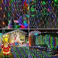 Vista 5 de HEYFUNi 192 luces LED de malla para exteriores, 8 modos de luz de red para arbustos enchufables, tira de luces de red de Navidad impermeable