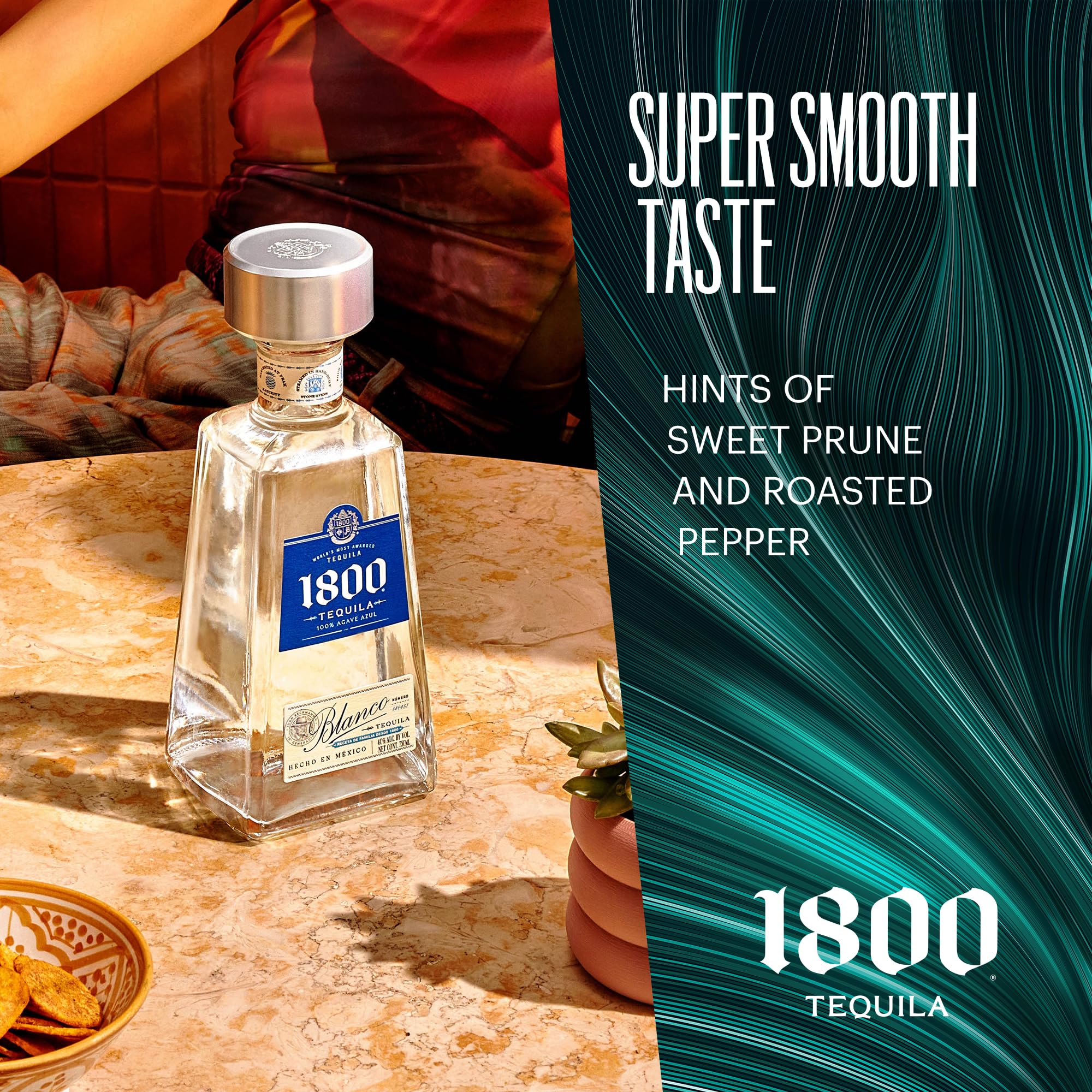 1800 Silver 70 cl - Tequila premium 100% Blue Agave. Sapore bilanciato con note fruttate e pepate. 38% vol.