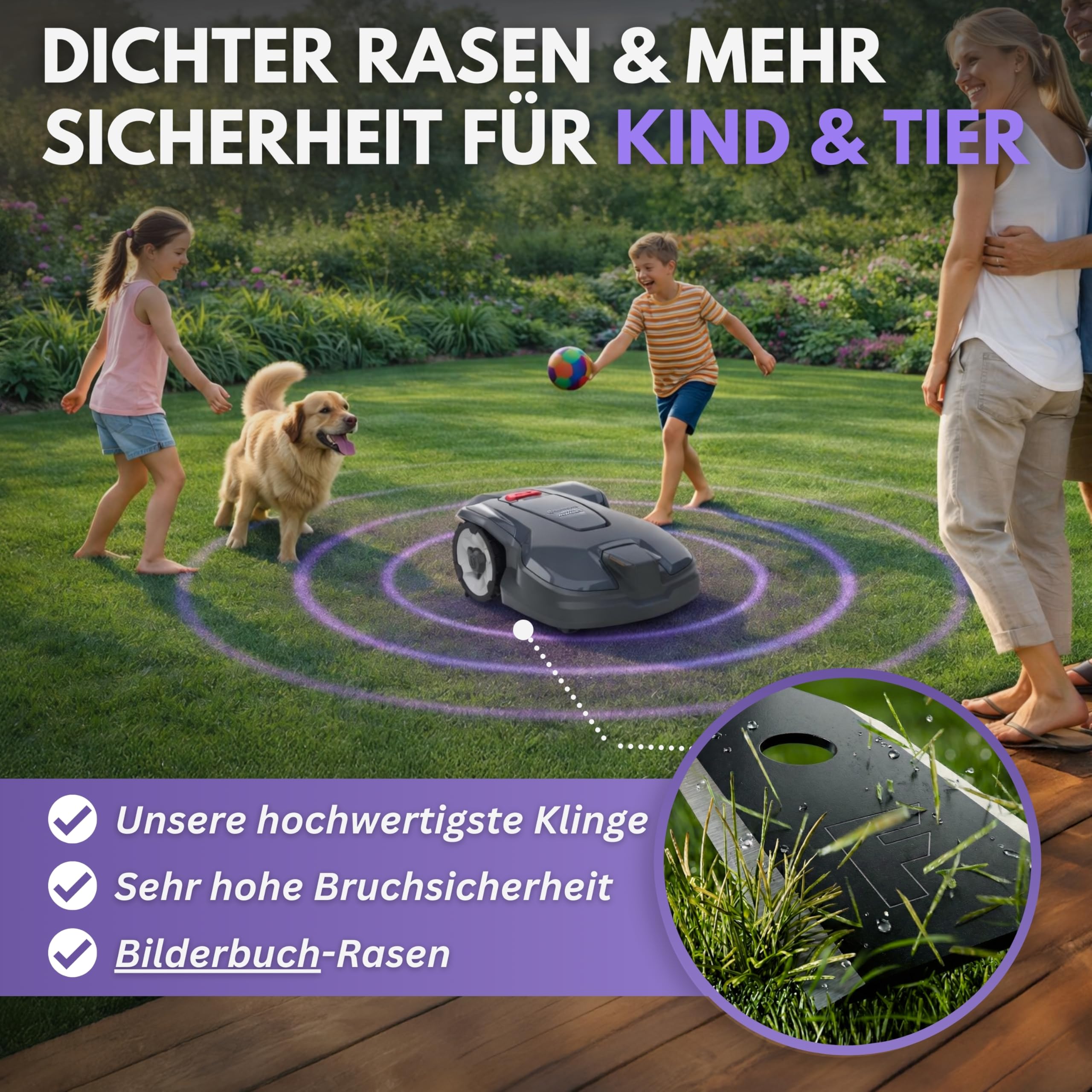 Filzada® 45x Mähroboter Messer CARBON inkl. Schrauben - Ersatzmesser für Rasenmäher kompatibel mit Husqvarna Mähroboter, Gardena Sileno & Yard Force - Geeignet für Husqvarna Automower Messer