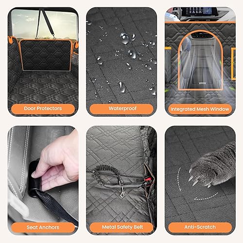 Miniatura 9 de Extensor de asiento trasero para perros, parte inferior dura, funda de asiento de perro para asiento trasero, funda de mascota para perros,