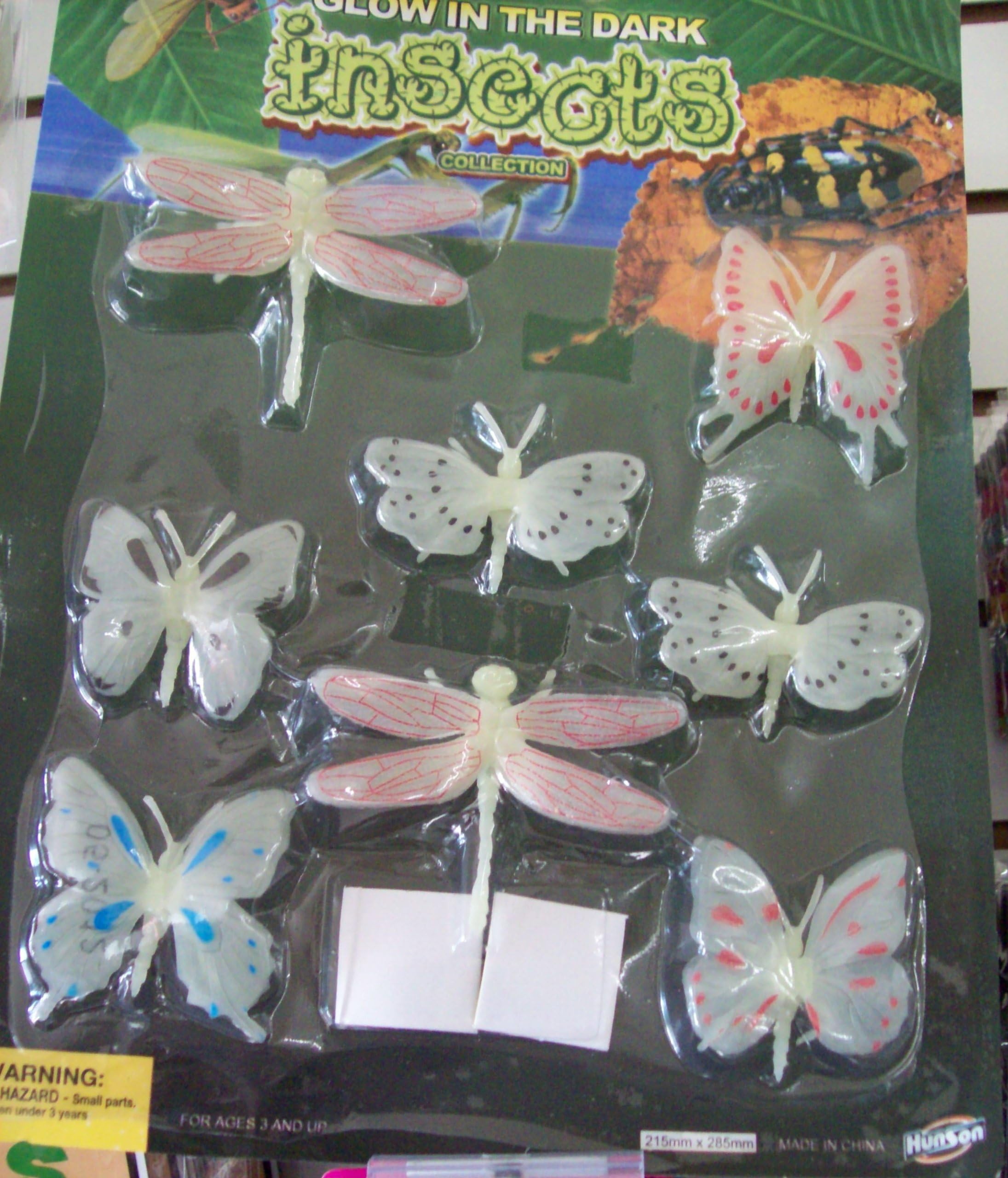 8 Glow in the Dark Insects, 6 Butterflies, 2 Dragonflies
