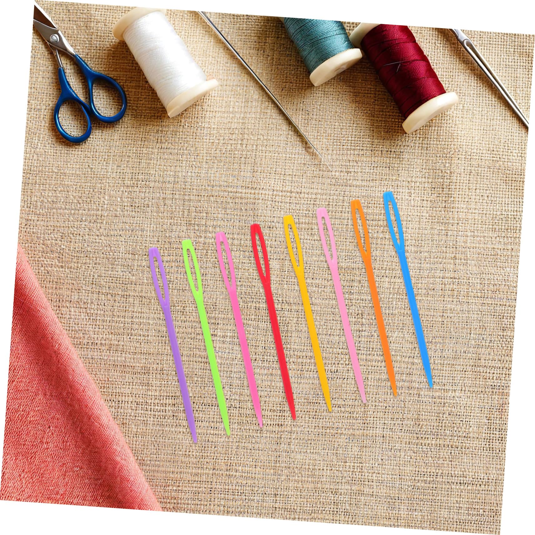 OSALADI 2000 Piezas Agujas de Tejer de Plástico Grandes Ojo Amplio Agujas de Coser Mano Resistentes para Manualidades y Costura de Plástico de Colores para Hilos Gruesos