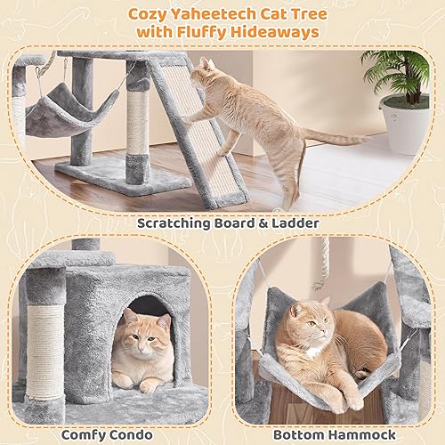 Vista 31 de Yaheetech Torre para gatos de 63 pulgadas, muebles para mascotas de varios niveles para gatitos de interior con postes rascadores cubiertos de sisal
