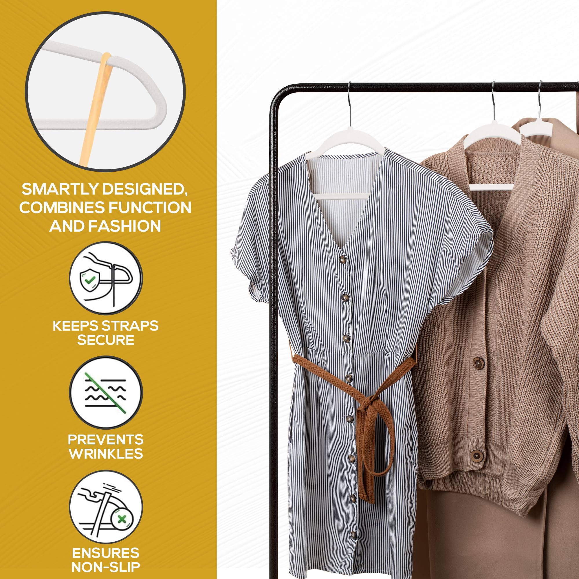 Techzoo Perchas de terciopelo de alta calidad, paquete de 50 unidades, ultrafinas, antideslizantes, de fieltro para adultos, ahorran espacio, perchas delgadas para trajes, armarios, abrigos,