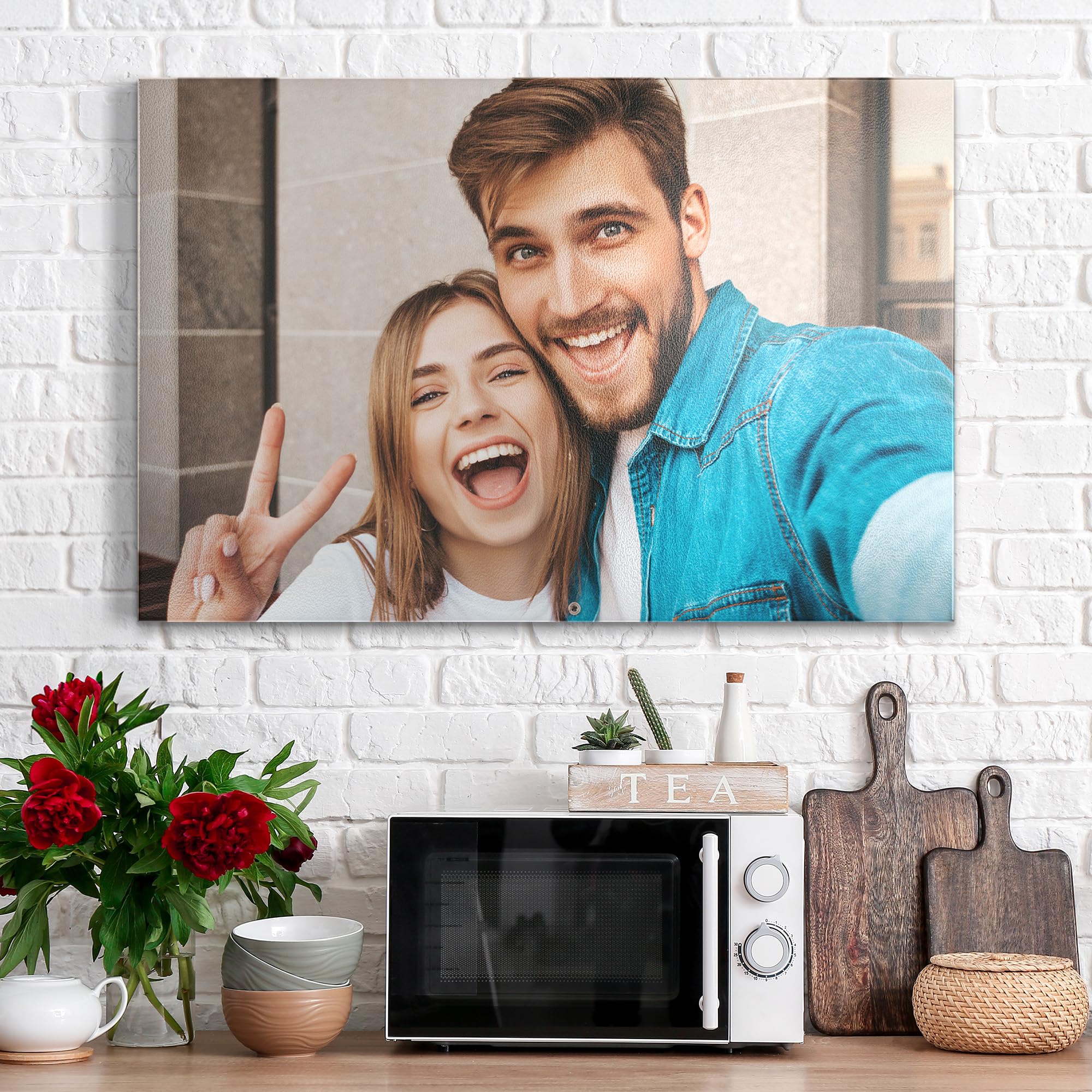 DEQORI personalisierte Metall Magnettafel | 60x40 mit Foto | eigenes Bild | Whiteboard für alle Magnete | Magnetboard Wand-Tafel für Küche & Büro | Design Magnetwand Pinnwand magnetisch