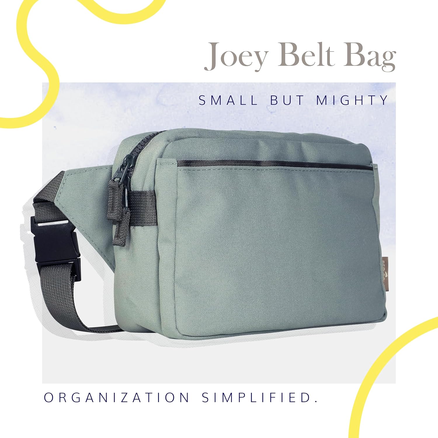 Red Rovr Everyday Joey Belt Bag | Organization & Zipper pockets |Adjustable Strap for All Ages (Sage) - Image 3