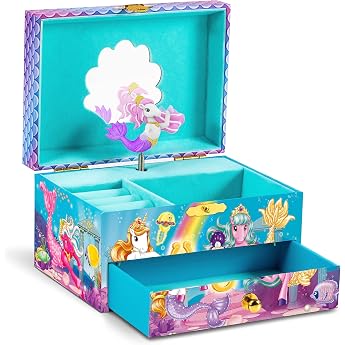 CRAZE Music Box Galupy Mermaid Music Box with Melody Girls Jewellery Box with Mermaid Graphic Drawer & Mirror
