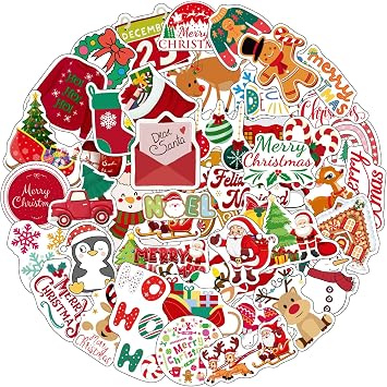 Christmas Stickers, Winter Holiday Party Favors and Xmas Decorations