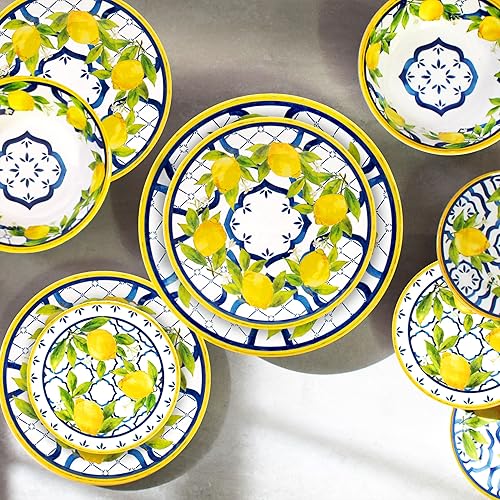 Miniatura 4 de Le Cadeaux Juego de 4 platos llanos de melamina de 11 pulgadas, Palermo