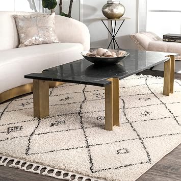 nuLOOM Chrissy مغربي Trellis Tassel Area Rug ، 4x6 ، أبيض فاتح
