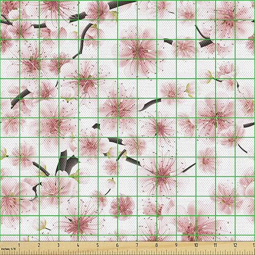 Vista 182 de Ambesonne Tela beige de The Yard, ilustración contemporánea de animales marinos en estilo retro, arte de caballito de mar de cangrejo de pulpo, tela