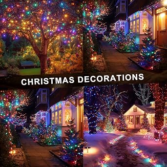 Dazzle Bright Christmas String Lights, 30M 300 LED Christmas Tree Lights with 8 Modes and Timer, Waterproof Green Wire Light Outdoor for Indoor Patio Garden Xmas Party Decorations, Multi-Coloured [Energy Class G]
