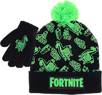 Fortnite Boys Winter Beanie Hat and Snow Gloves for Boys 2 Piece Set