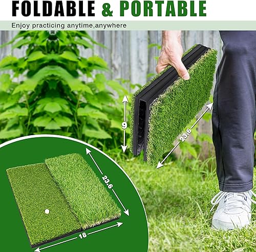 Miniatura 16 de Premium Golf Hitting Mat, 10mm Foam Padding with Rubber Backing Golf Mat, Golf Practice Mat for Indoor and Outdoor Training