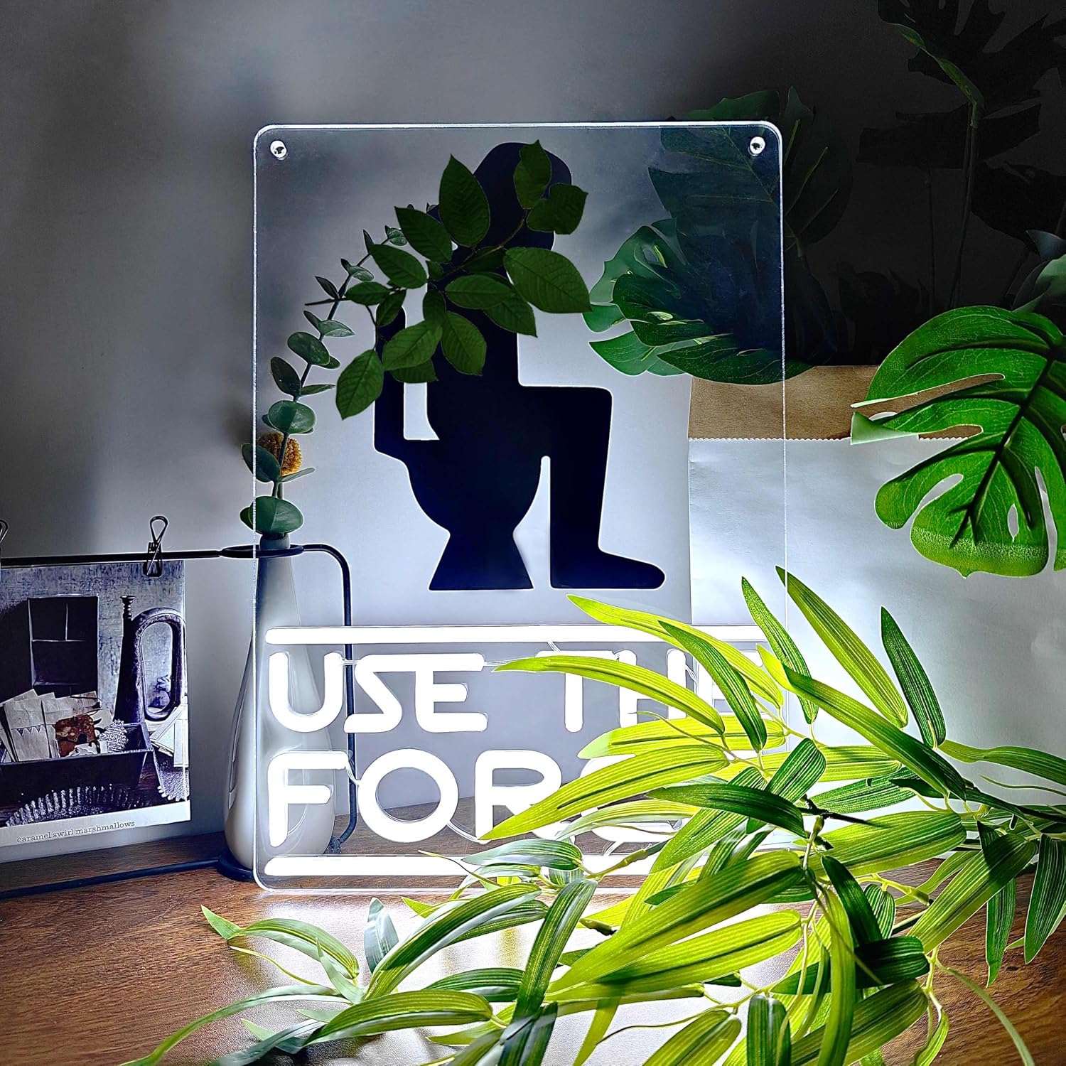 Bathroom Neon Sign, 10.6 x 15.4 Inches Silhouette LED Wall Decor with Witty Quote, Dimmable USB Powered Light for Restroom, Man Cave, Game Room, Unique Housewarming Gift for Sci-Fi Fans