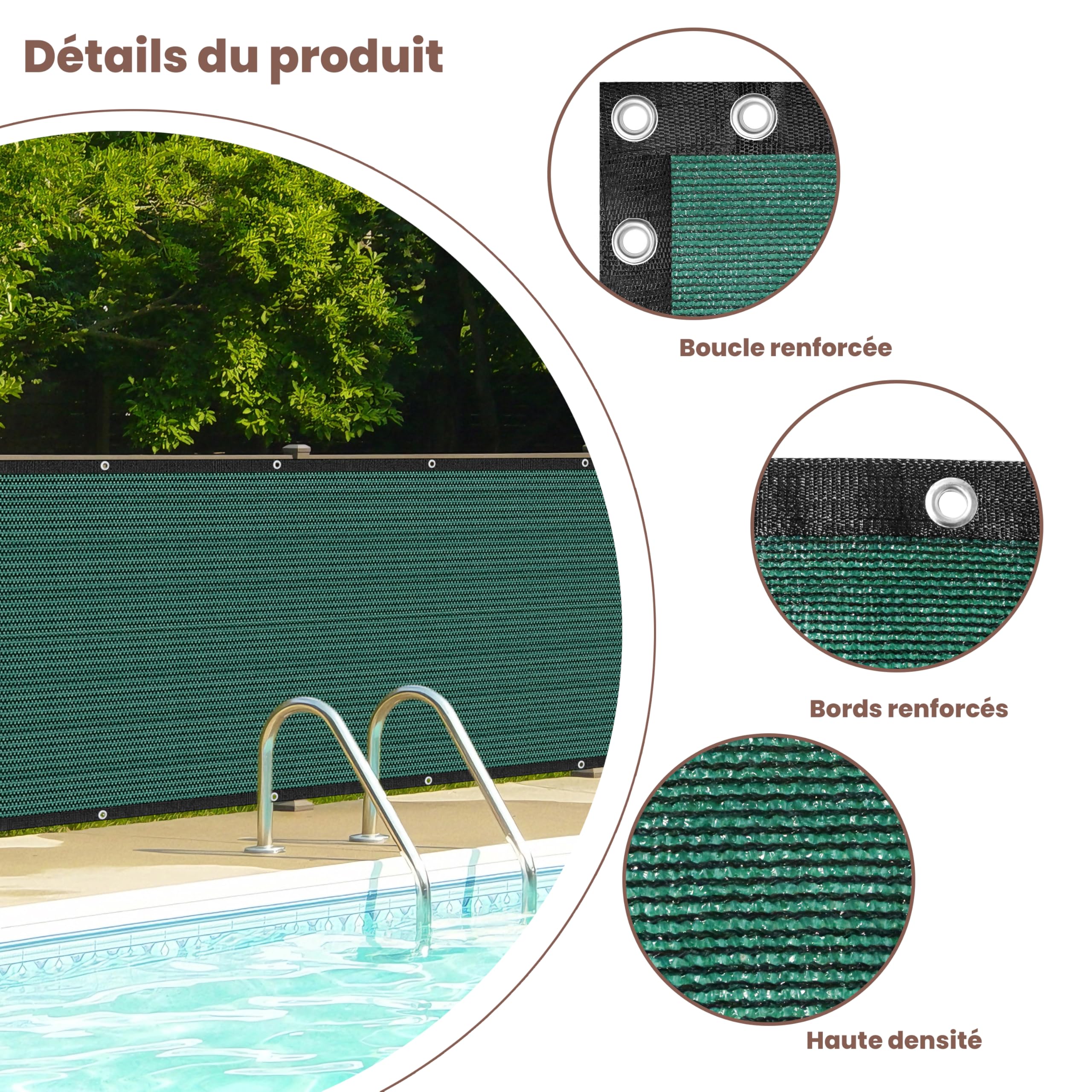 1,2 x 15 M Protection contre la lumière et le vent pour clôtures et balcons, tissu en HDPE, décoration de balcon, protection solaire pour jardin, protection UV