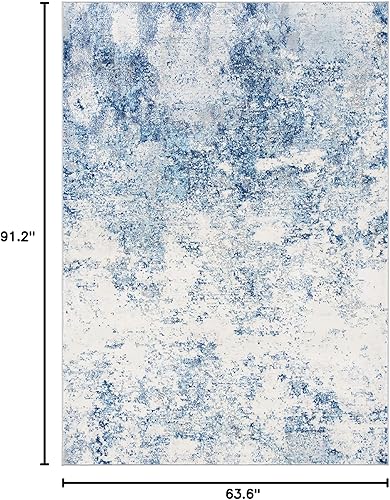 Miniatura 80 de SAFAVIEH Brentwood Collection - Alfombra de área de 9 x 12 pies, gris claro y azul, diseño abstracto moderno, no desprende pelusa y de fácil azul